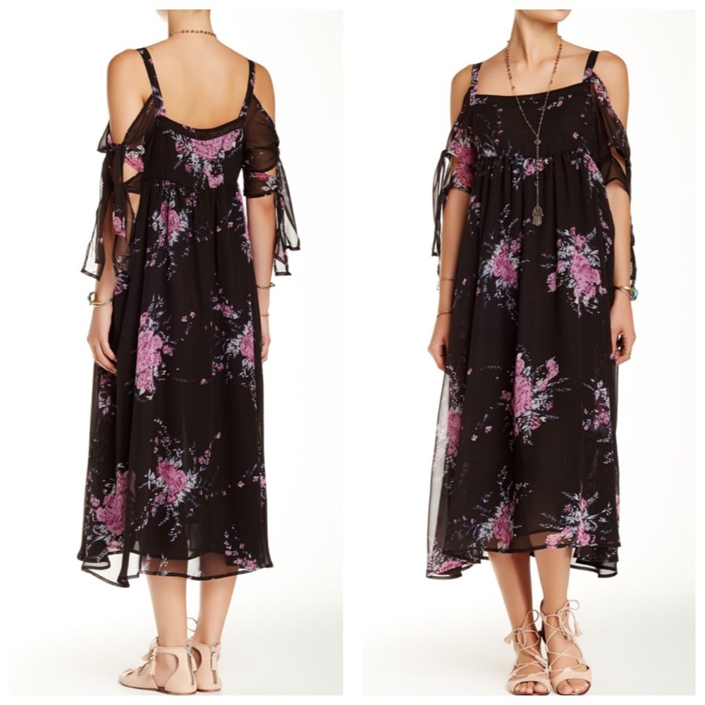 Free People Tie Sleeves Midi dress